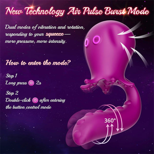 Air Pulse Burst Modes Tentacle G Spot Dildo Vibrator