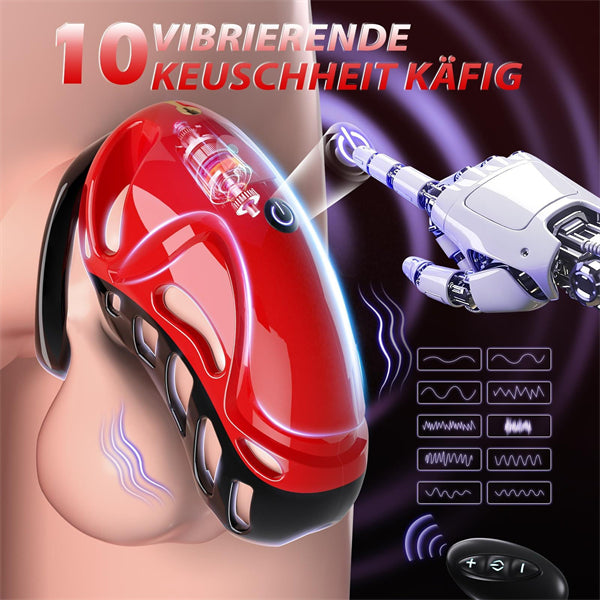 App & Remote Control Penis Cage with 5 Rings 2 Keys