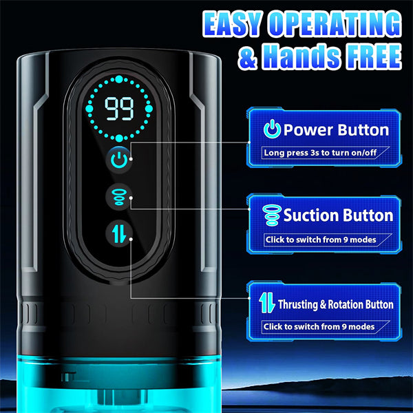 Automatic Male Sex Toys Penis Pump with 9 Sucking & Thrusting & Rotating Modes