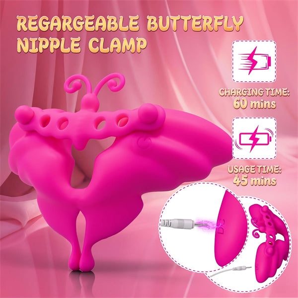 Butterfly Design 10 Mode Vibrating Nipple Clamps