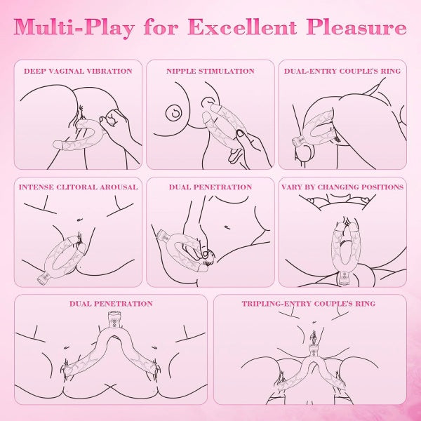Double-Ended Vibrating Dildo with Rose Stimulation