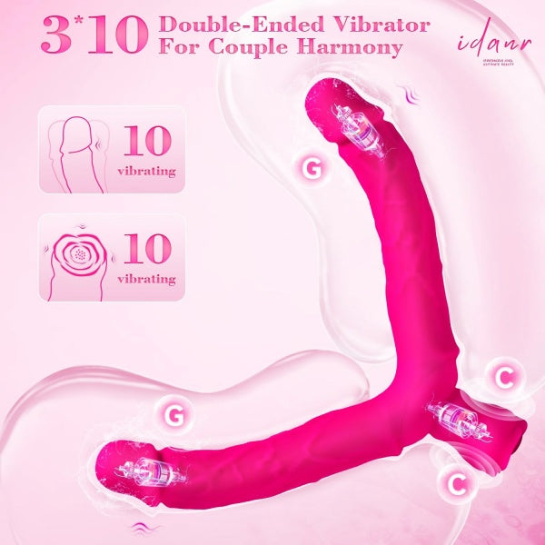 Double-Ended Vibrating Dildo with Rose Stimulation