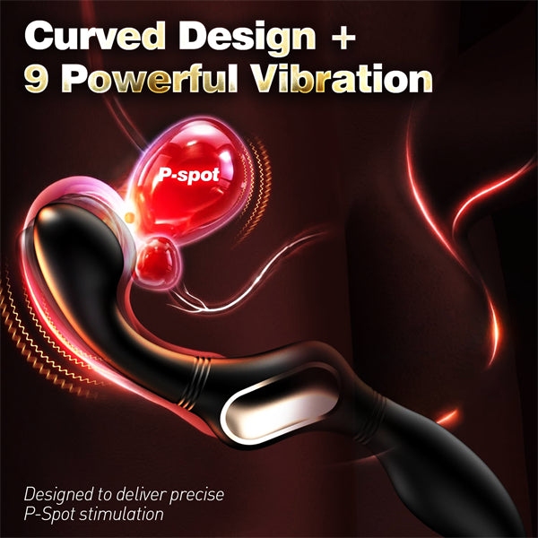Dual-Function Curved Anal Vibrator Wand Male Prostate Toy