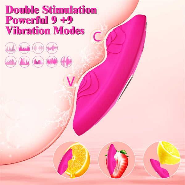 Dual 9 Vibration Modes Butterfly Vibrator Hot Pink