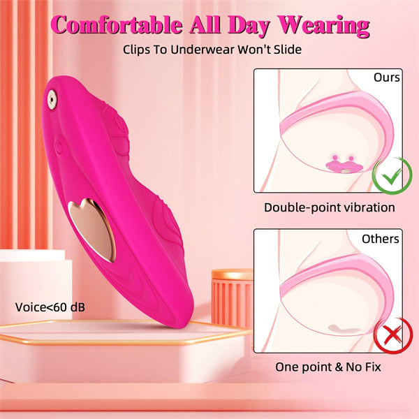 Dual 9 Vibration Modes Butterfly Vibrator Hot Pink