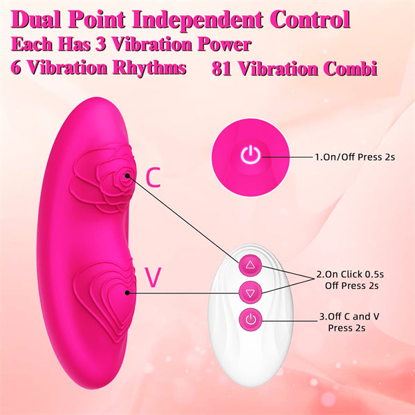 Dual 9 Vibration Modes Butterfly Vibrator Hot Pink