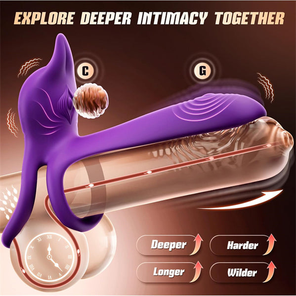 Dual Penis Ring Vibrator with Fox-Shaped Clitoral Stimulator