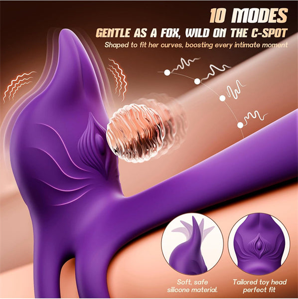 Dual Penis Ring Vibrator with Fox-Shaped Clitoral Stimulator