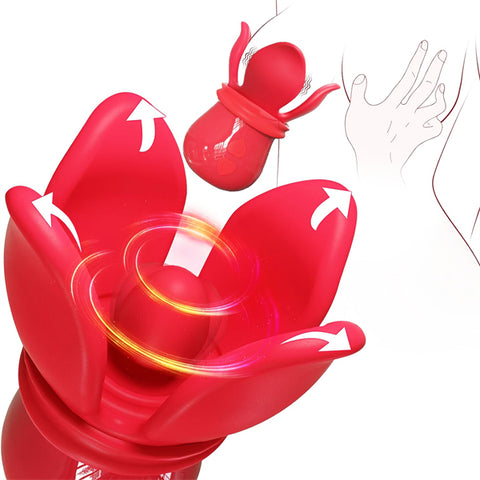 Grabbing Rose Nipple Sex Toy with 360° Tongue Vibrator