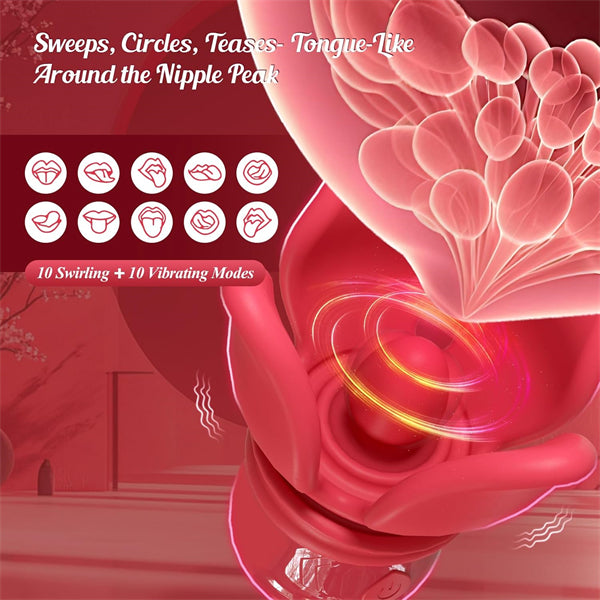 Grabbing Rose Nipple Sex Toy with 360° Tongue Vibrator