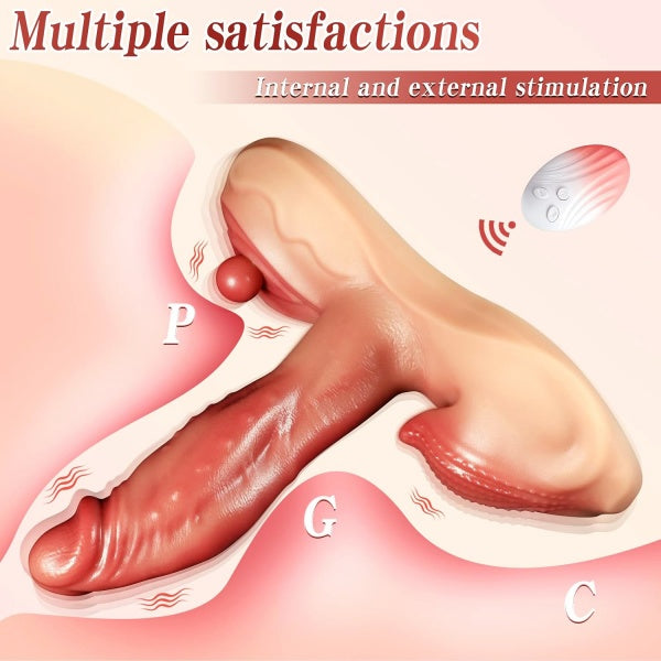 Heated Sit & Ride Thrusting Vibrator with Triple-Zone Stimulation