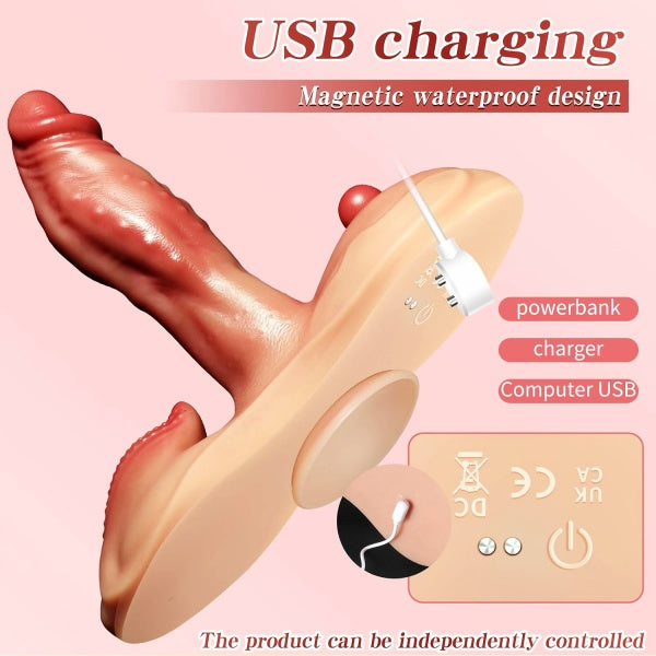 Heated Sit & Ride Thrusting Vibrator with Triple-Zone Stimulation
