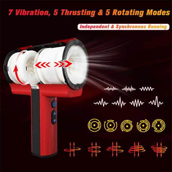 Dual-Sleeve Automatic Thrusting Rotating Vibrating Blowjob Stroker