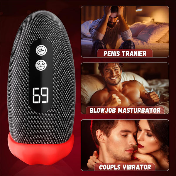 Male Masturbator 360° Wrapped 9 Tapping Vibrating Male Vibrator