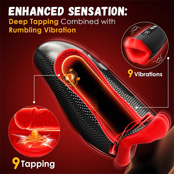 Male Masturbator 360° Wrapped 9 Tapping Vibrating Male Vibrator