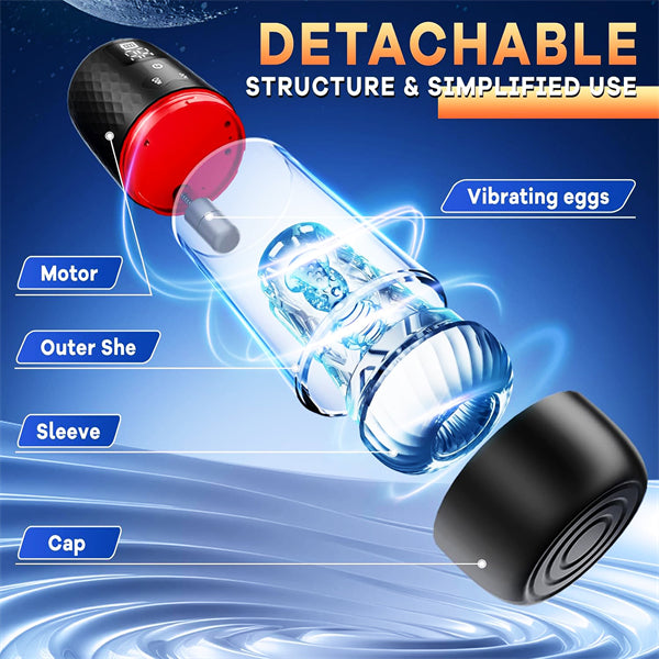 Male Sex Toys with Upgrade 9 Suction Vibration Transparent Licking Sleeve