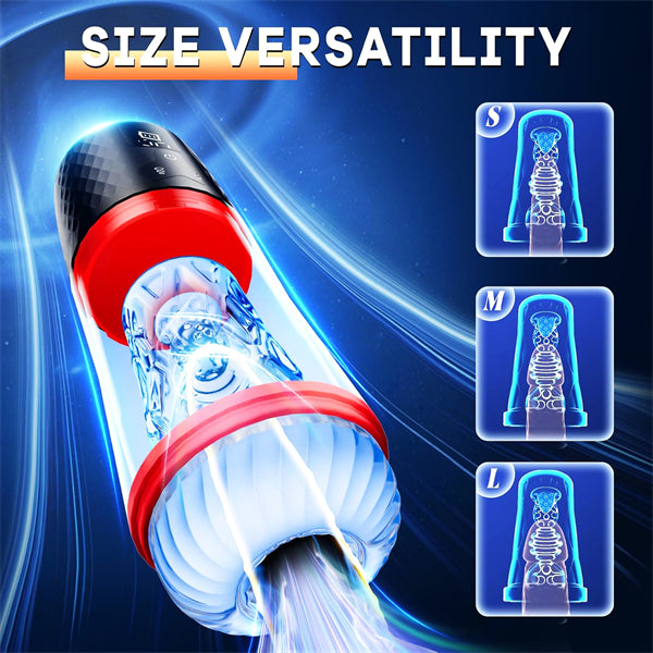 Male Sex Toys with Upgrade 9 Suction Vibration Transparent Licking Sleeve