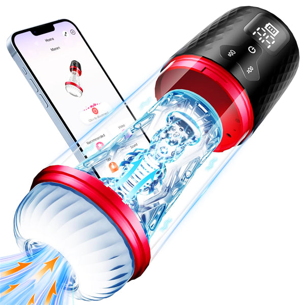 Male Sex Toys with Upgrade 9 Suction Vibration Transparent Licking Sleeve