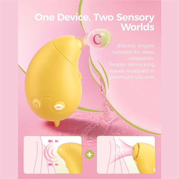 Mango-Shaped 2-in-1 Vibrator with Sucking & Pulsation Modes