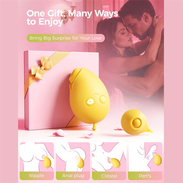 Mango-Shaped 2-in-1 Vibrator with Sucking & Pulsation Modes