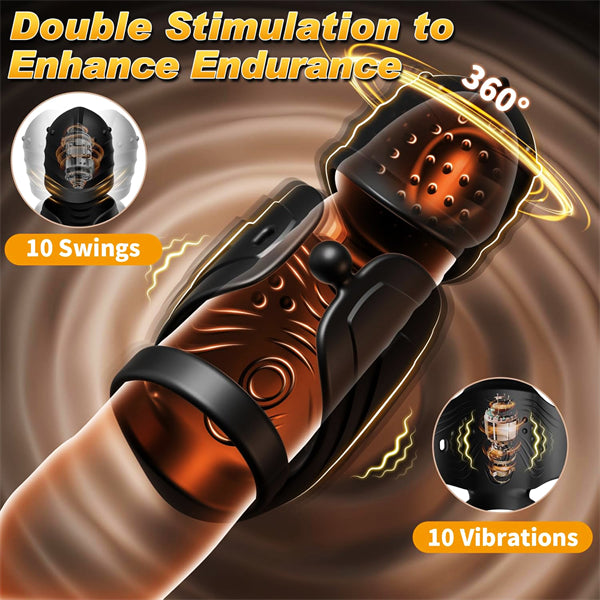 Men Penis Trainer with 10 Vibrating & 360° Swing Glans Training
