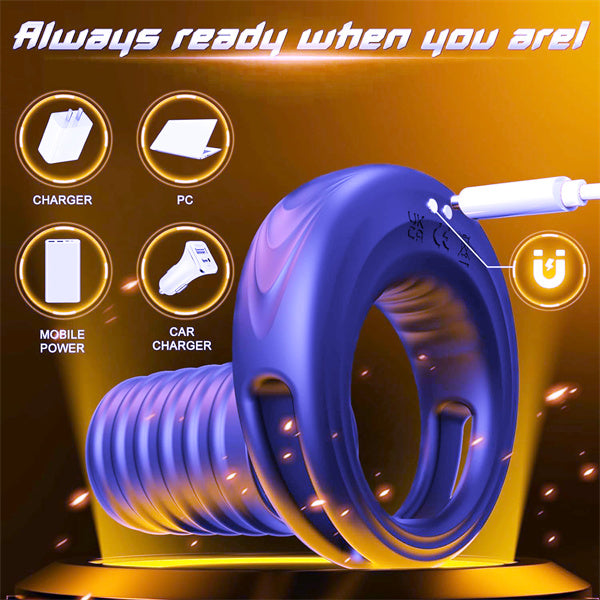 Mens Vibrator with Ribbed Penis Sleeve