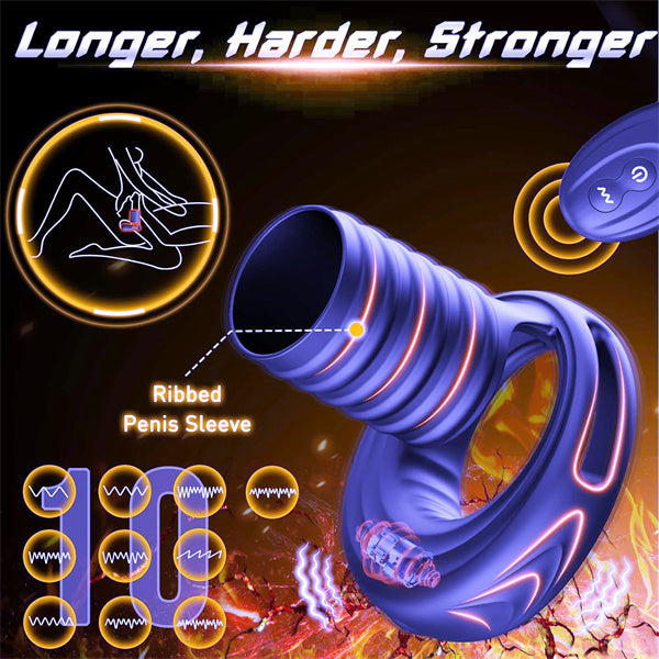 Mens Vibrator with Ribbed Penis Sleeve