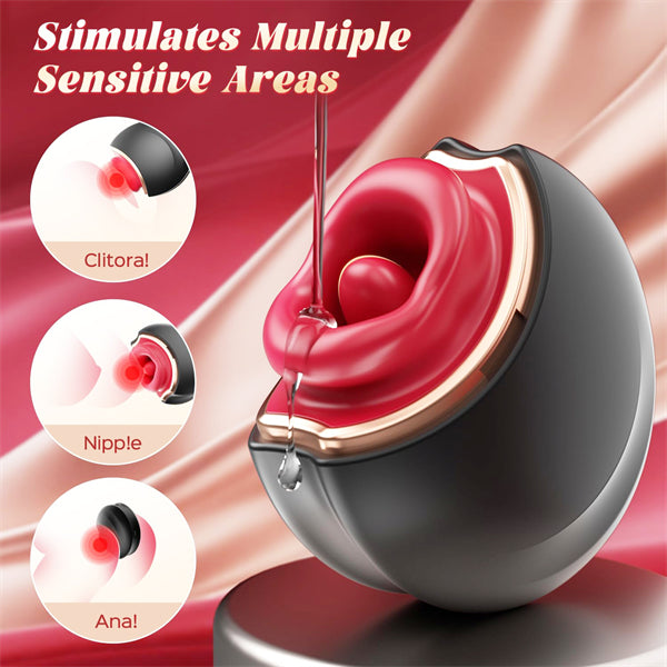 10 Modes Mouth-Shaped Black Biting Vibrators With Cover