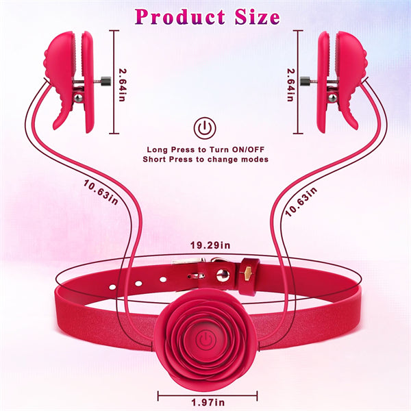 Nipple Toys Vibrator with BDSM Rose Necklace