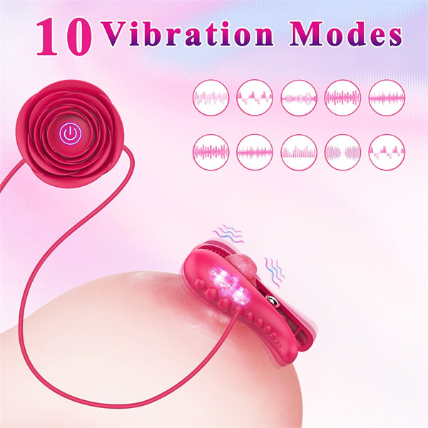 Nipple Toys Vibrator with BDSM Rose Necklace
