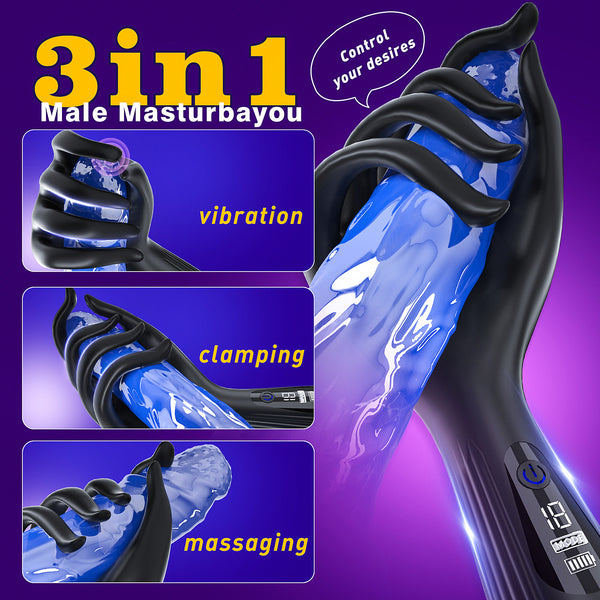 Hand-Shaped Vibrating Male Stroker with Digital Display