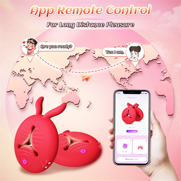 Rabbit Rund Design Vibrating Nipple Clamps With APP Control
