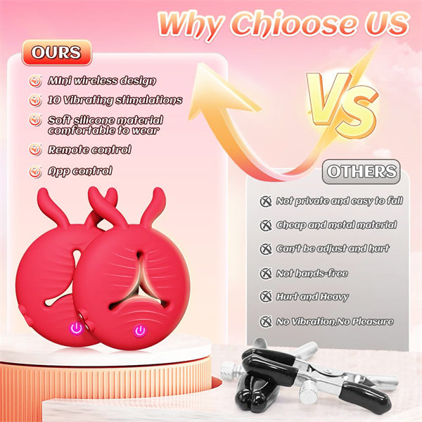 Rabbit Rund Design Vibrating Nipple Clamps With APP Control