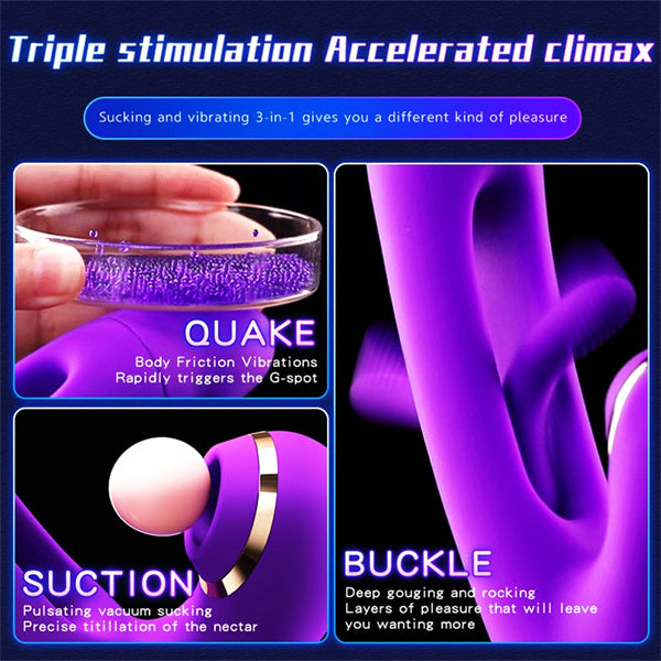 4IN1 Sucking & Flapping Rabbit Vibrator Purple