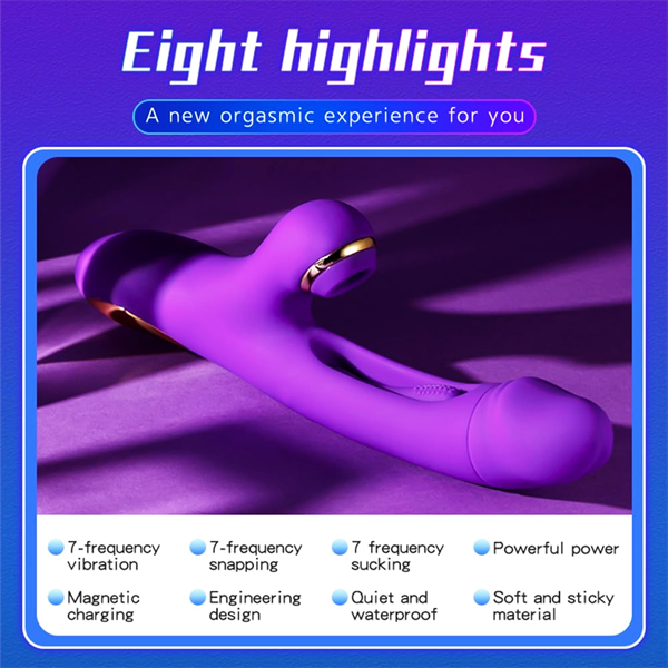 4IN1 Sucking & Flapping Rabbit Vibrator Purple