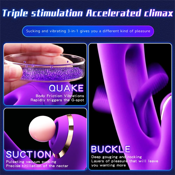 4IN1 Sucking & Flapping Rabbit Vibrator Purple