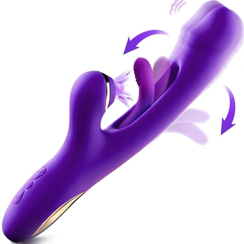 4IN1 Sucking & Flapping Rabbit Vibrator Purple