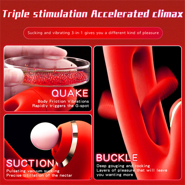 4IN1 Sucking & Flapping Rabbit Vibrator Red