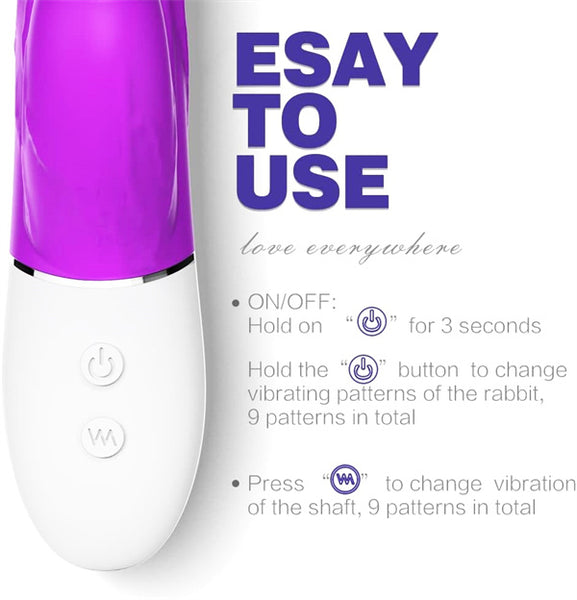Realistic Rabbit Vibrator with Bunny Ears Purple