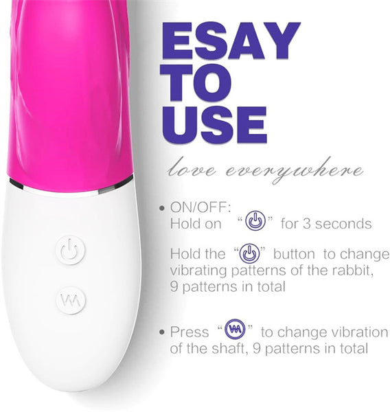 Realistic Rabbit Vibrator with Bunny Ears Hot Pink