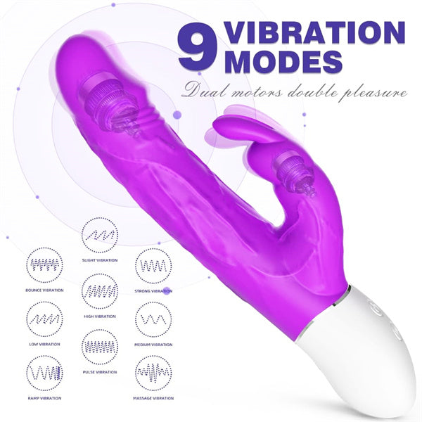 Realistic Rabbit Vibrator with Bunny Ears Purple