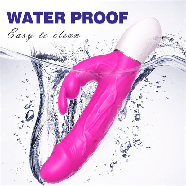 Realistic Rabbit Vibrator with Bunny Ears Hot Pink