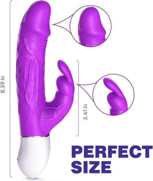 Realistic Rabbit Vibrator with Bunny Ears Purple