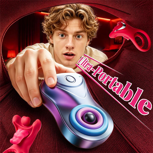 Realistic Tongue-Shape Clitoral Vibrator Cock Ring with 9 Vibration Modes