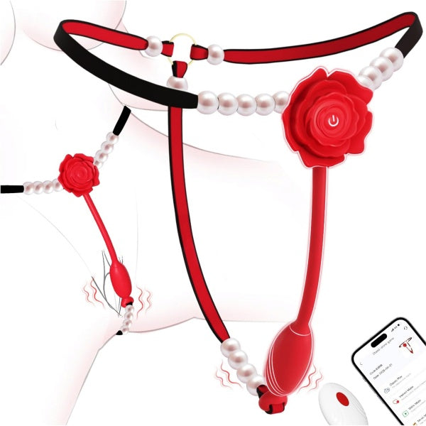 Rose Pearls Wearable G-String Vibrator