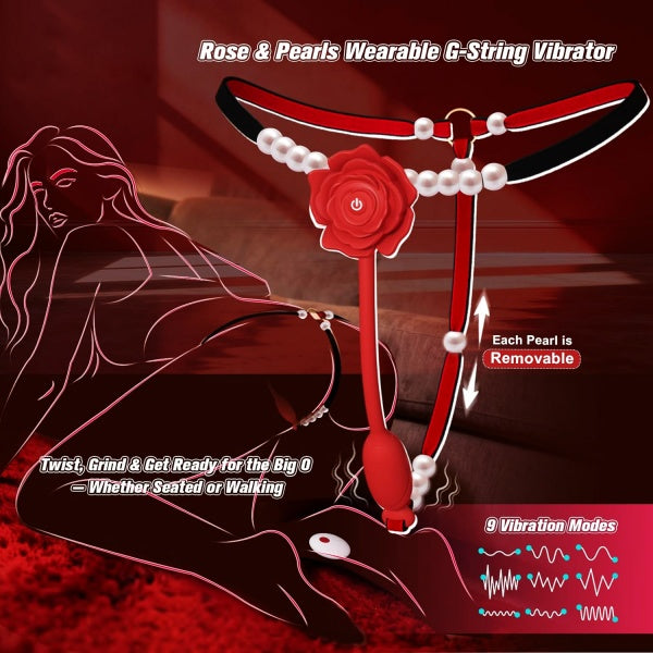 Rose Pearls Wearable G-String Vibrator