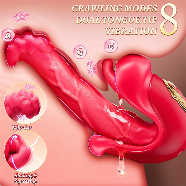 Rose Sex Toy Tongue Vibrator with Rotating Lips & Wriggling Dual Tongue