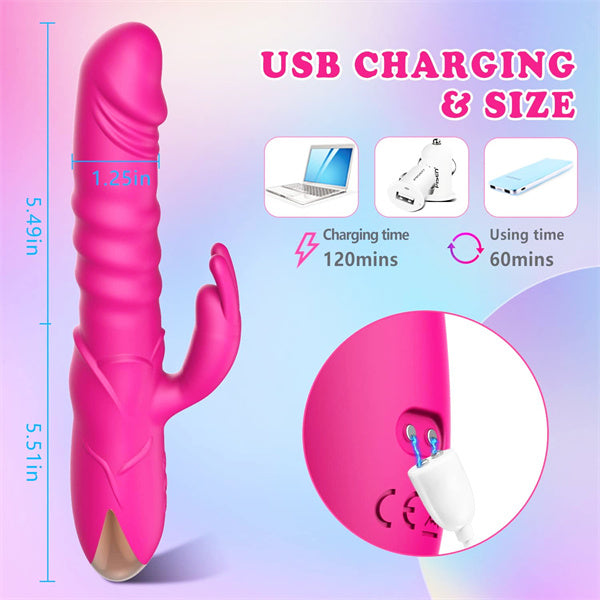 Rose Thrusting Rabbit Vibrator Purple