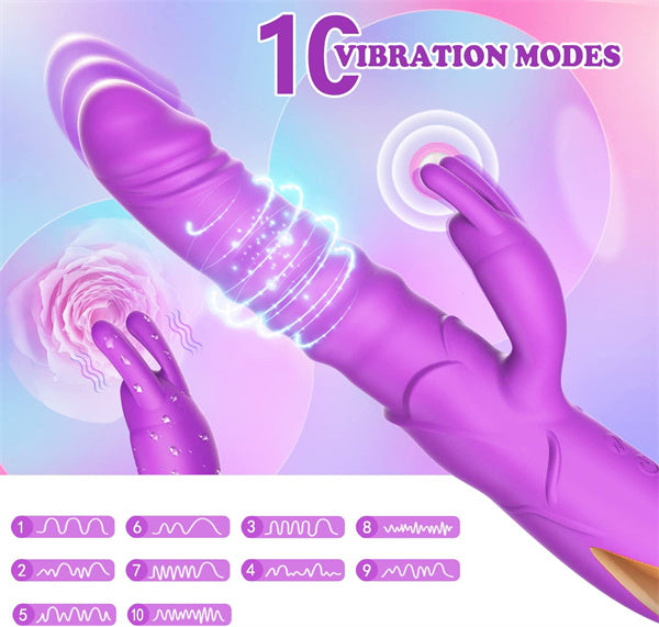Rose Thrusting Rabbit Vibrator Purple