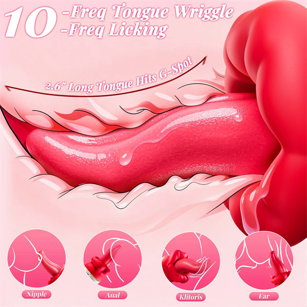 AI App Controlled Rose Toy Vibrator with Tongue Licking Lip Biting